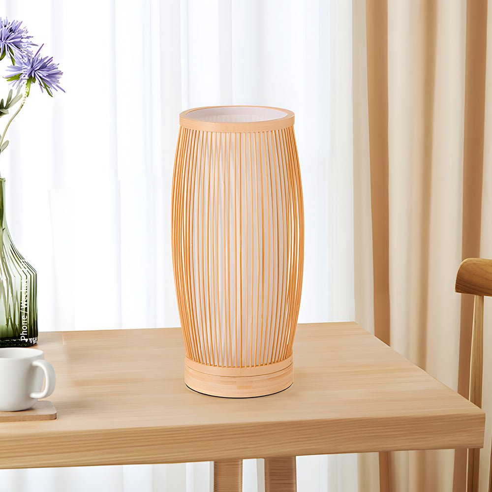 Vintage Bamboo Table Lamp Handwoven Japanese LED Lamp