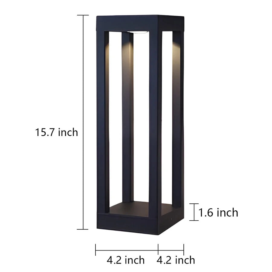 LED Bollard Garden Light Black Aluminum Garden Landscape Light
