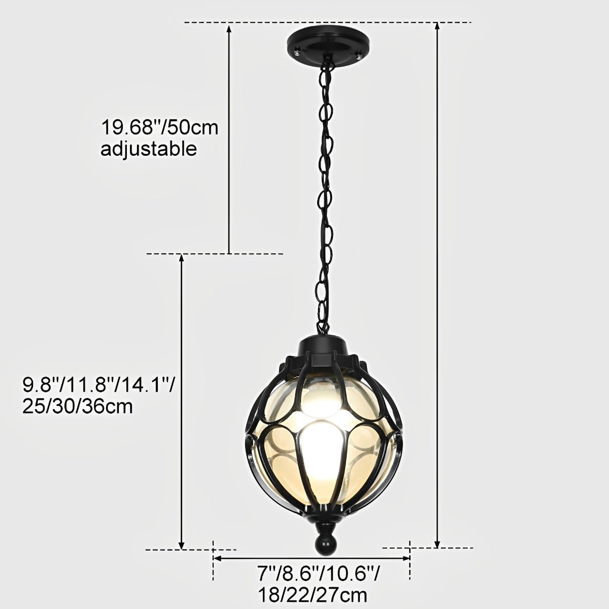 Waterproof Aluminum Ball Outdoor Chandelier Light Hanging Pendan Light