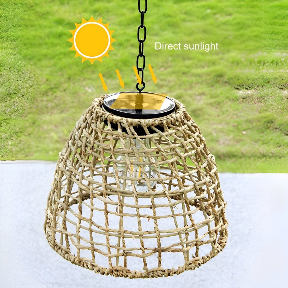 Waterproof Solar Bell Rattan Outdoor Lanterns Pendant Lights