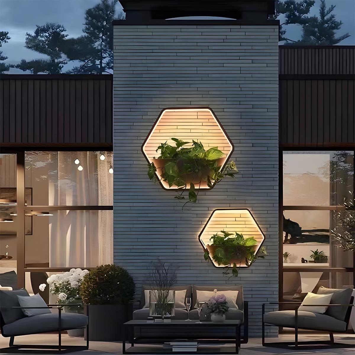 Waterproof LED Outdoor Wall Light Plants Pot