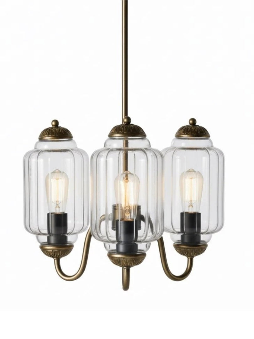 Milk Glass Chandelier in a Vintage Style Finish