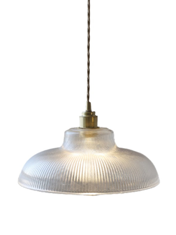 Modern Textured Glass Hanging Lamp - Vintage Ribbed Glass Pendant Light for Dining Room