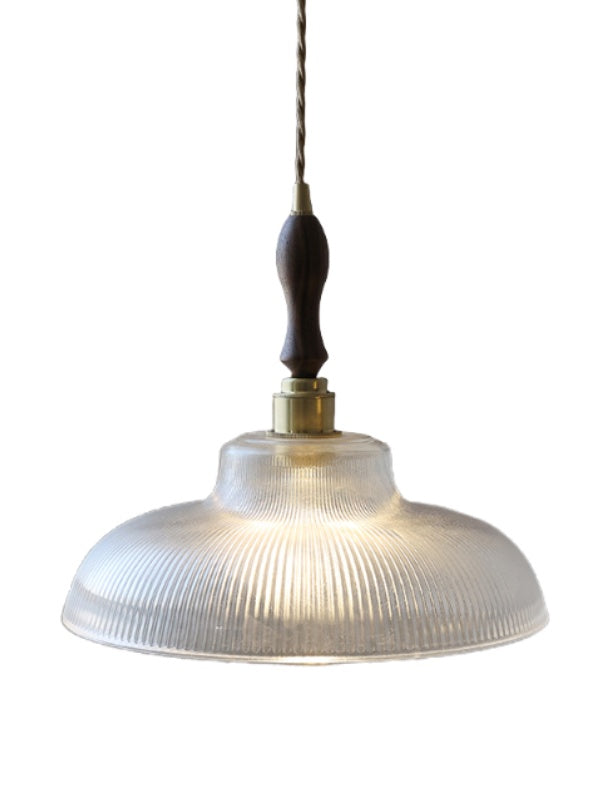 Modern Textured Glass Hanging Lamp - Vintage Ribbed Glass Pendant Light for Dining Room