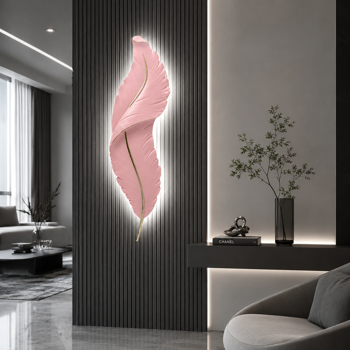 Feather Wall Light Modern Luxury LED White Resin Art Corridor Lamp