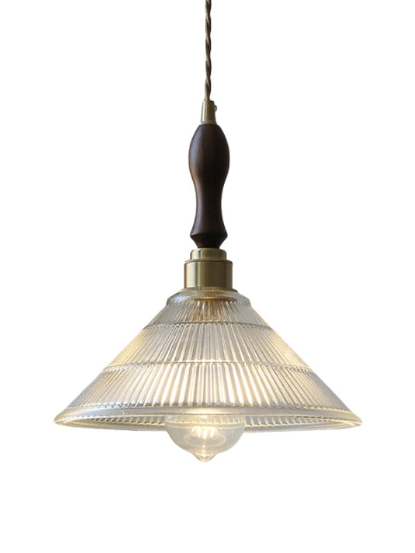 Modern Textured Glass Hanging Lamp - Vintage Ribbed Glass Pendant Light for Dining Room