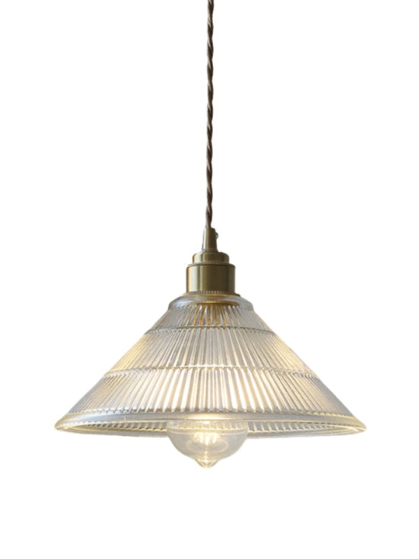 Modern Textured Glass Hanging Lamp - Vintage Ribbed Glass Pendant Light for Dining Room