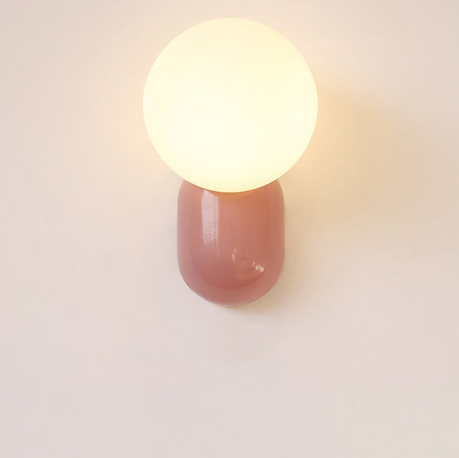 Modern Minimalist Macaron Cream Style Resin Glass Ball 1-Light Wall Sconce Lamp