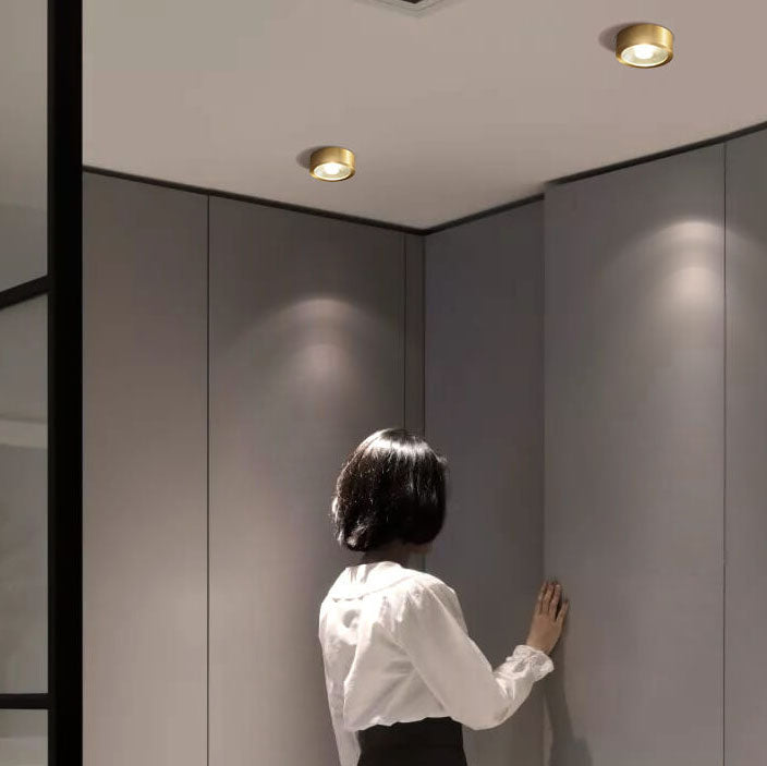 Modern Luxury Round Copper Ultra-thin LED Flush Mount Light For Hallway