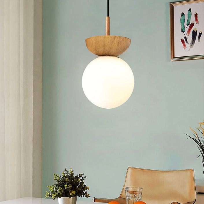 Modern Minimalist Glass Iron Orb 1-Light Semi-Flush Mount Light/Pendant Light for Living Room