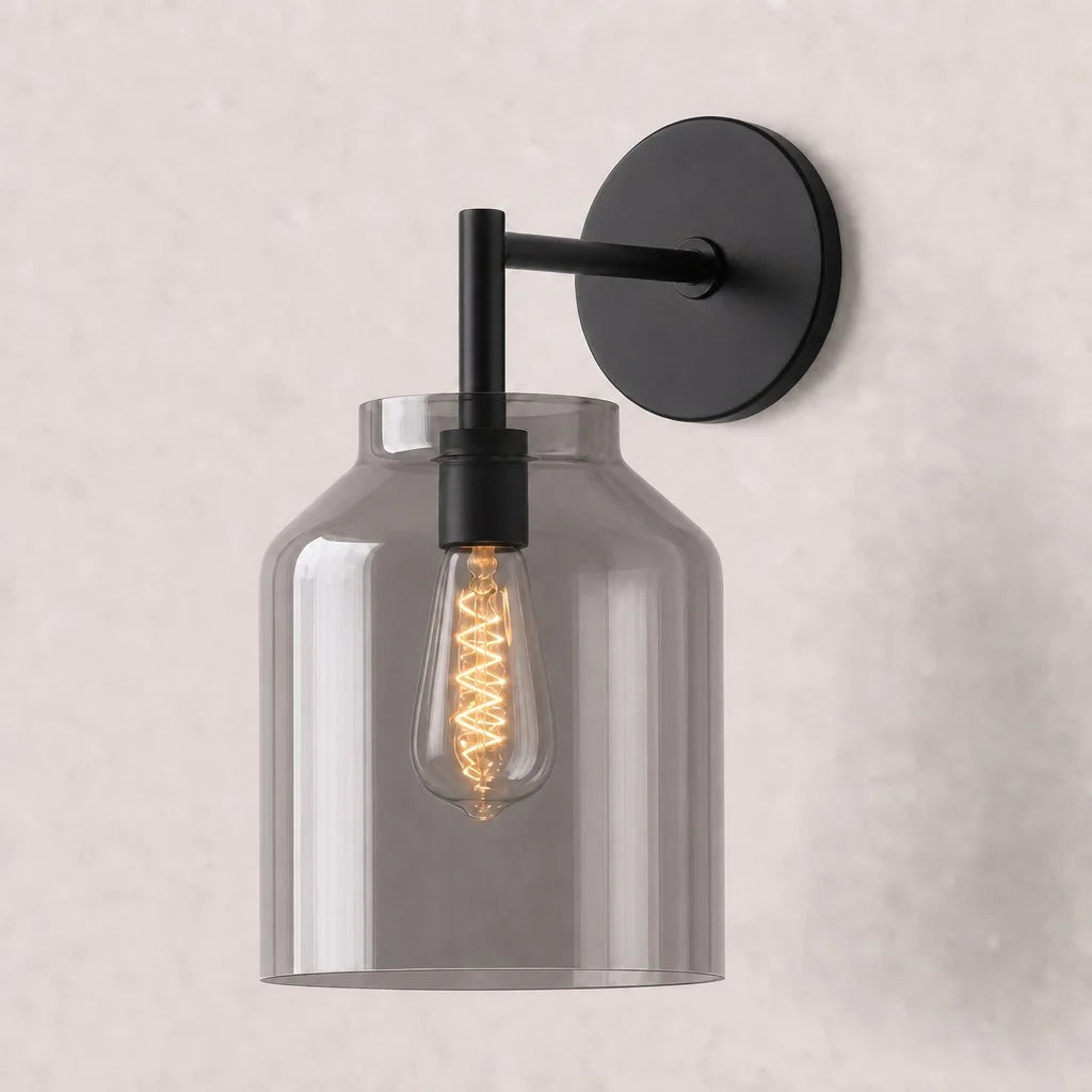 Minimal Wall Sconce – Vintage Milk Glass Sconce and Metal Accent