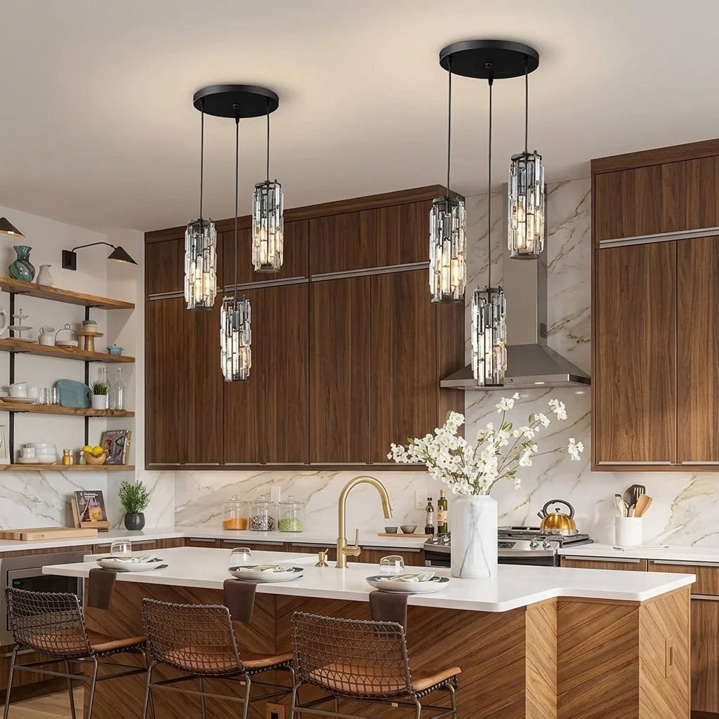Mini Crystal Pendant Light Creative Art Crystal Island Ceiling Light