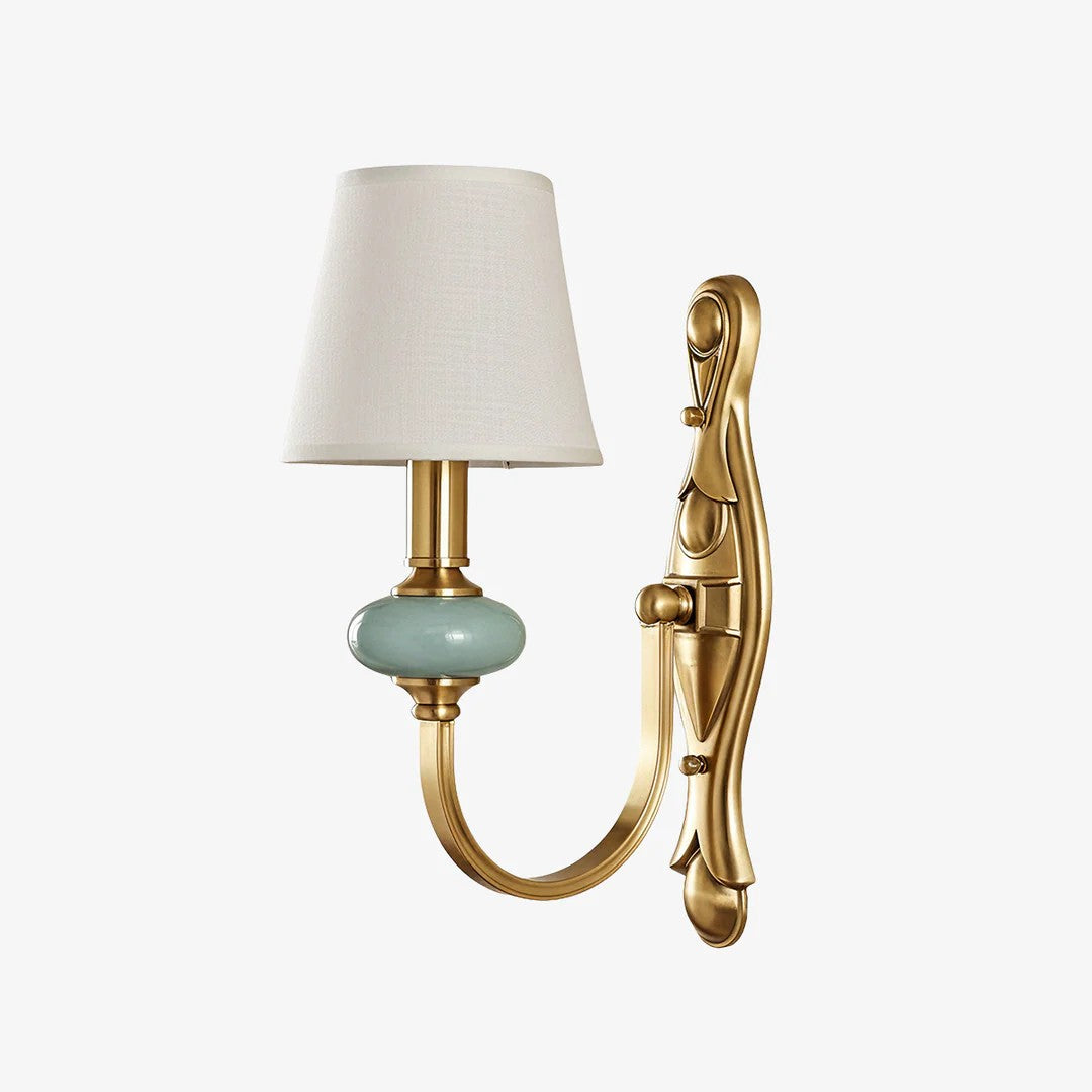 Classic Fabric Shade Sconce – Ceramic Wall Light for Hallway or Bedroom