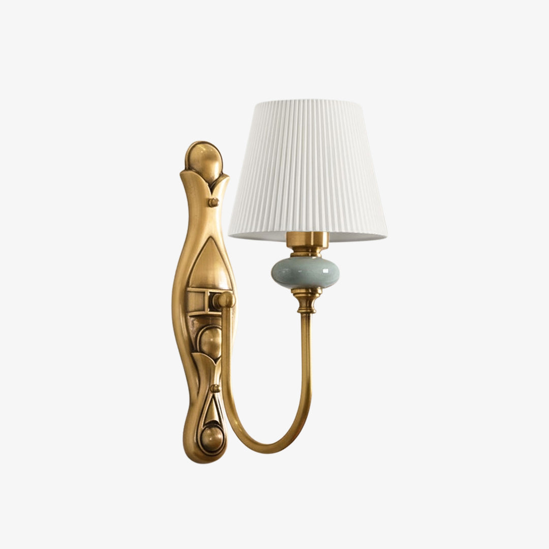 Classic Fabric Shade Sconce – Ceramic Wall Light for Hallway or Bedroom