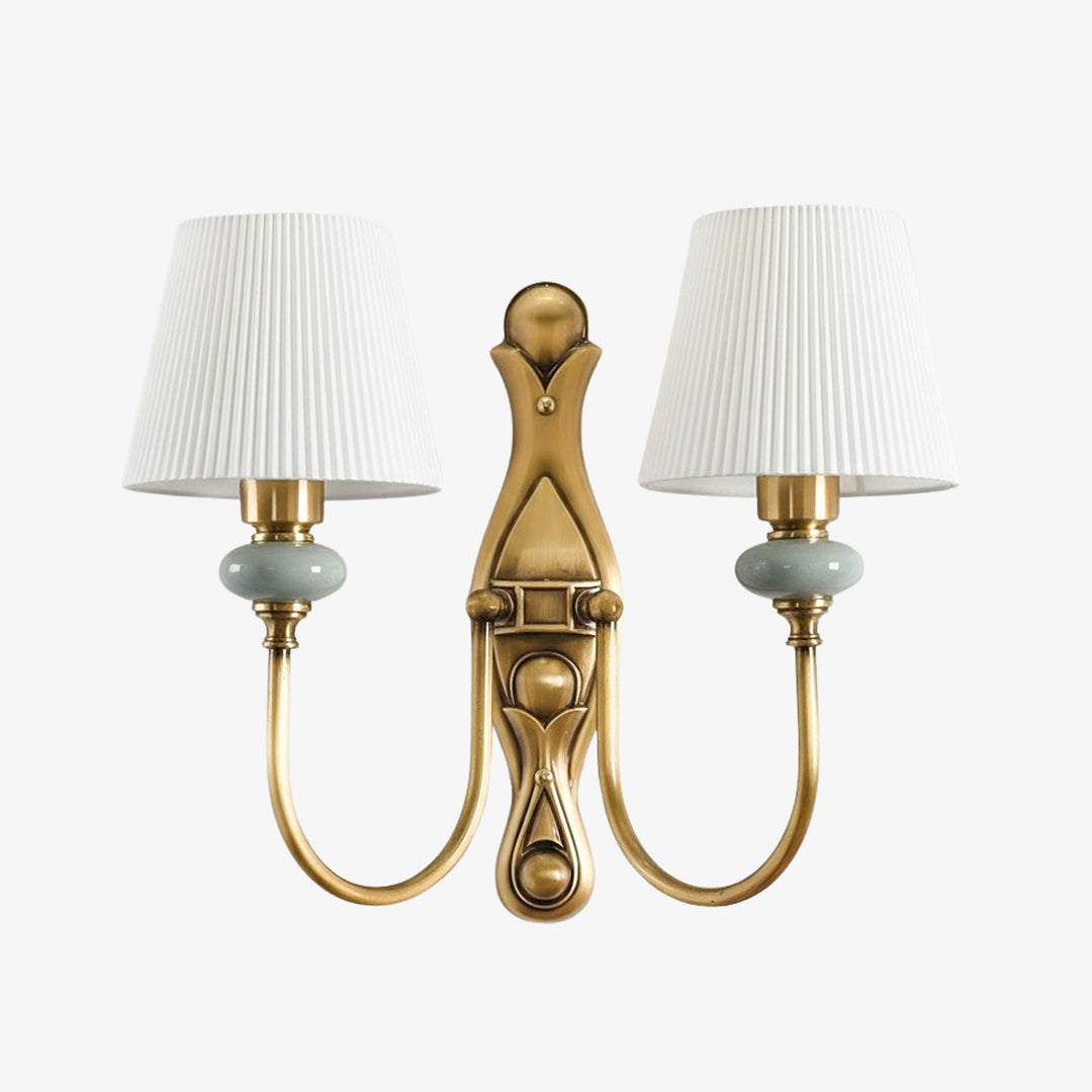 Classic Fabric Shade Sconce – Ceramic Wall Light for Hallway or Bedroom