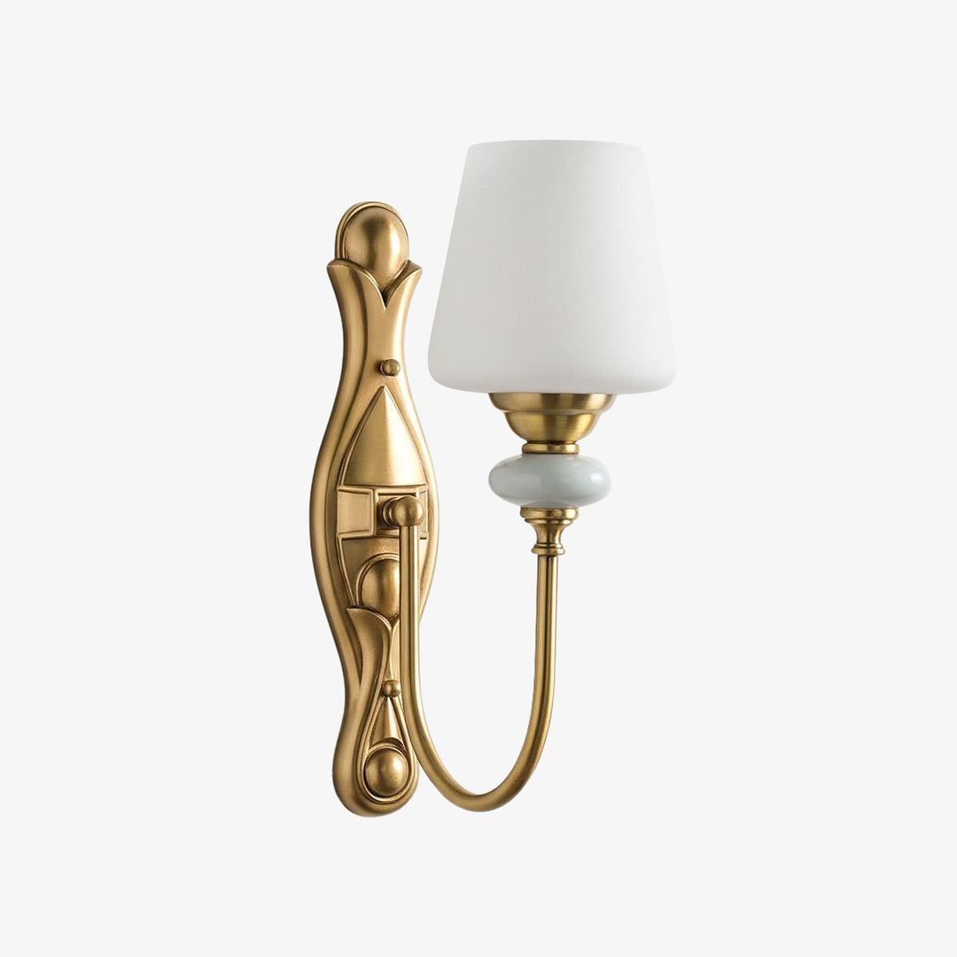 Classic Fabric Shade Sconce – Ceramic Wall Light for Hallway or Bedroom