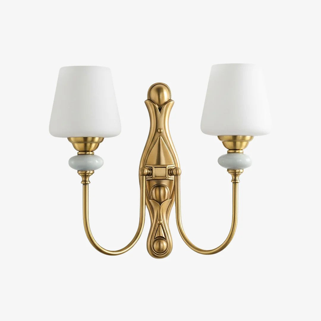 Classic Fabric Shade Sconce – Ceramic Wall Light for Hallway or Bedroom