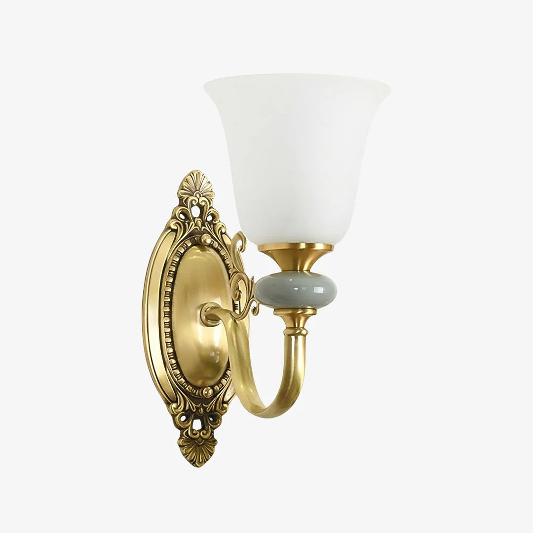 Classic Fabric Shade Sconce – Ceramic Wall Light for Hallway or Bedroom