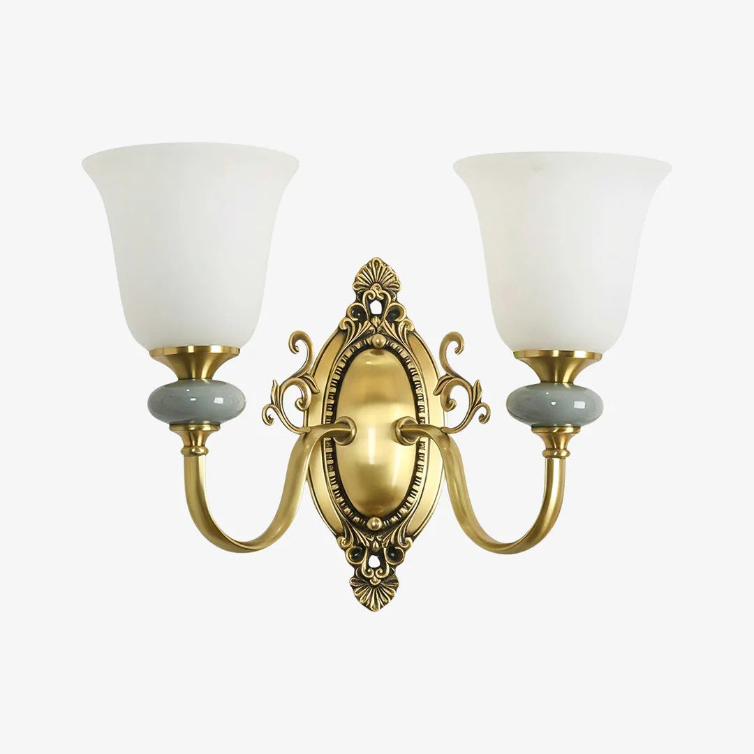 Classic Fabric Shade Sconce – Ceramic Wall Light for Hallway or Bedroom
