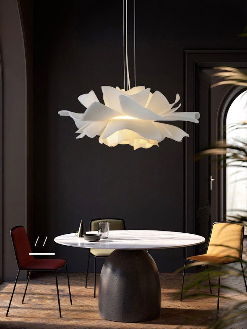 Handcrafted White Lotus Flower Pendant Light - Vintage Nordic Acrylic Design