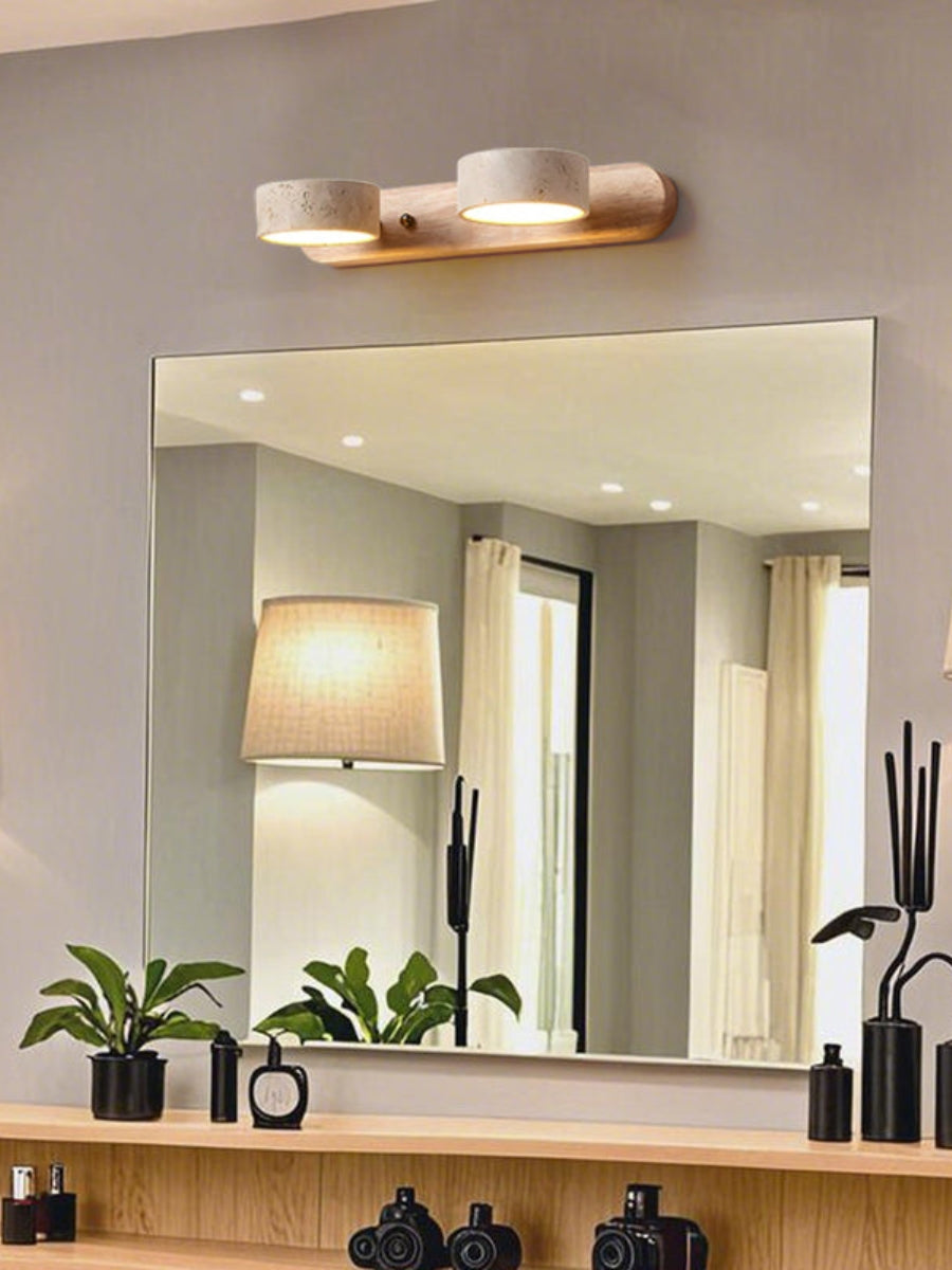 Travertine Multi-Head Wall Sconce – Modern Stone Lamp for Bathroom