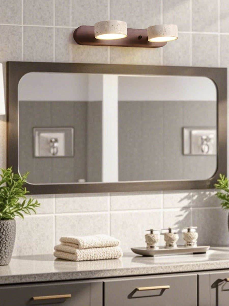 Travertine Multi-Head Wall Sconce – Modern Stone Lamp for Bathroom
