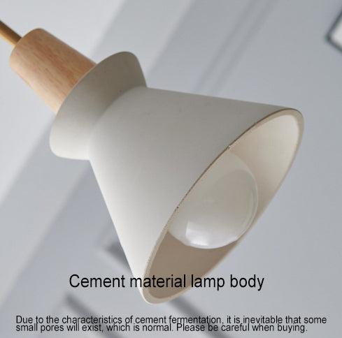 Modern Minimalist White Cement Iron Wood 1-Light Tapered Pendant Light For Dining Room