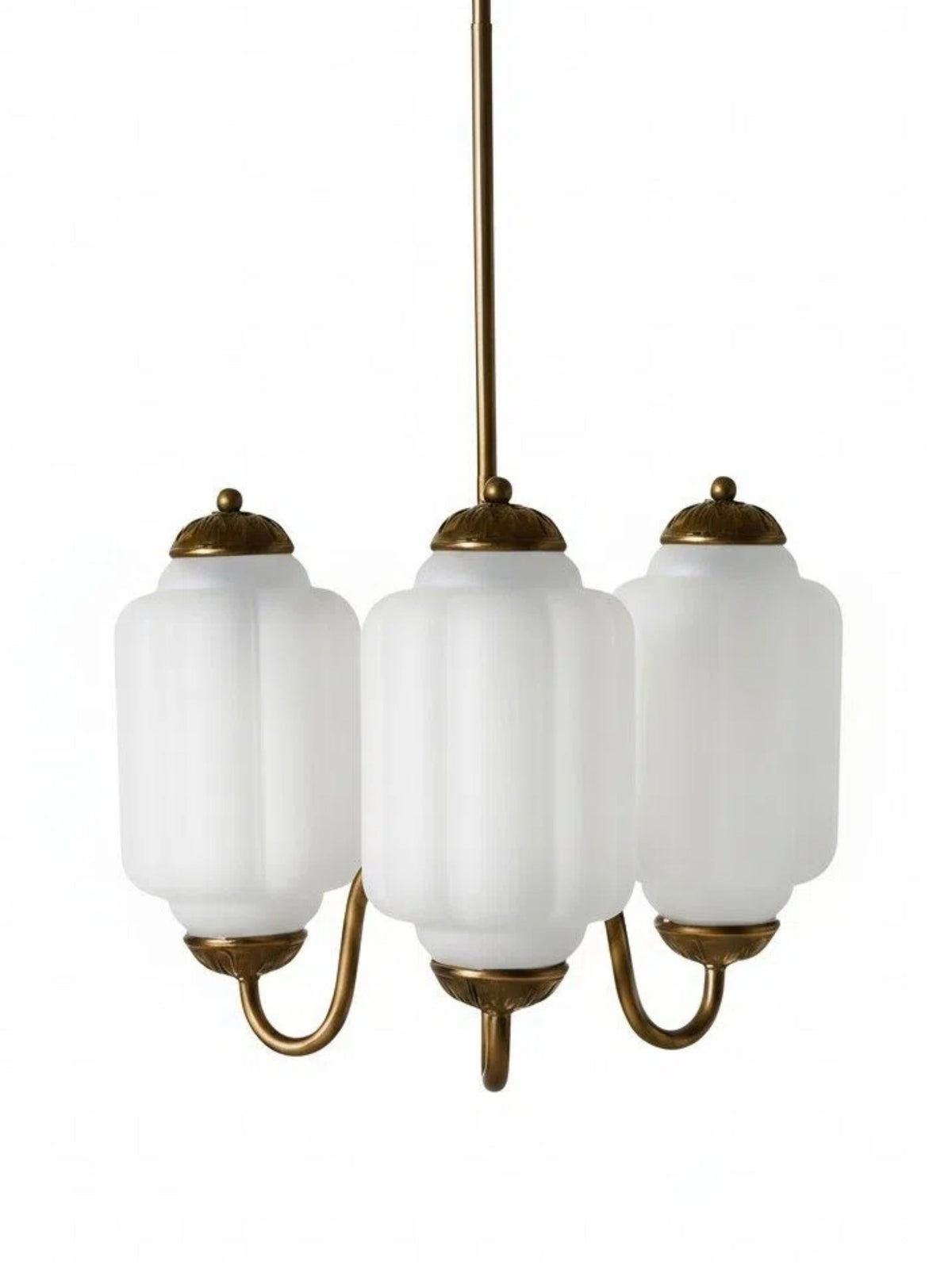 Milk Glass Chandelier in a Vintage Style Finish
