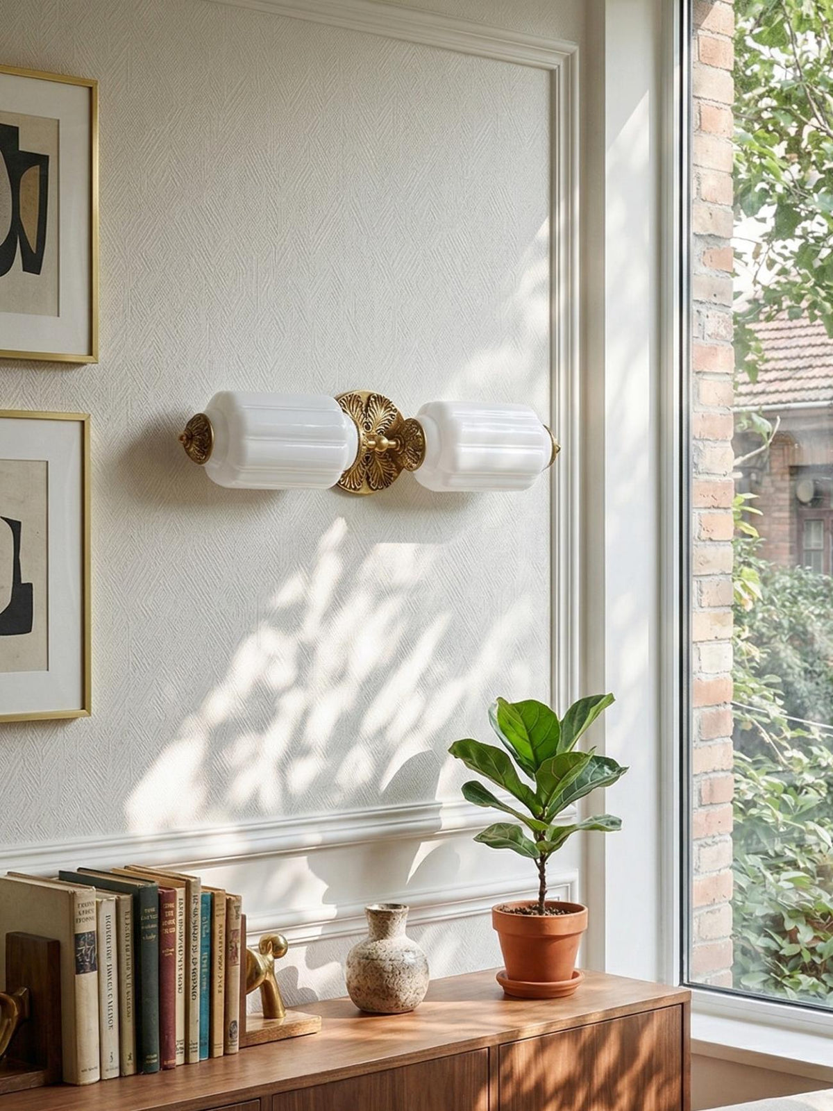 American Vintage Glass Lantern Shaped Horizontal Eloise Wall Sconce
