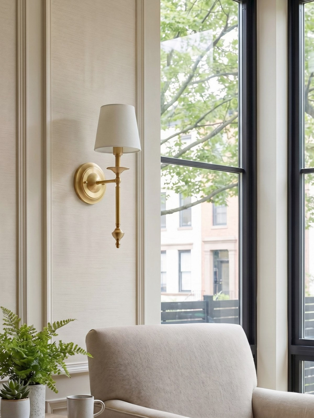 Fabric Shade Wall Sconce in Antique Copper - Vintage Luxury Light for Interiors