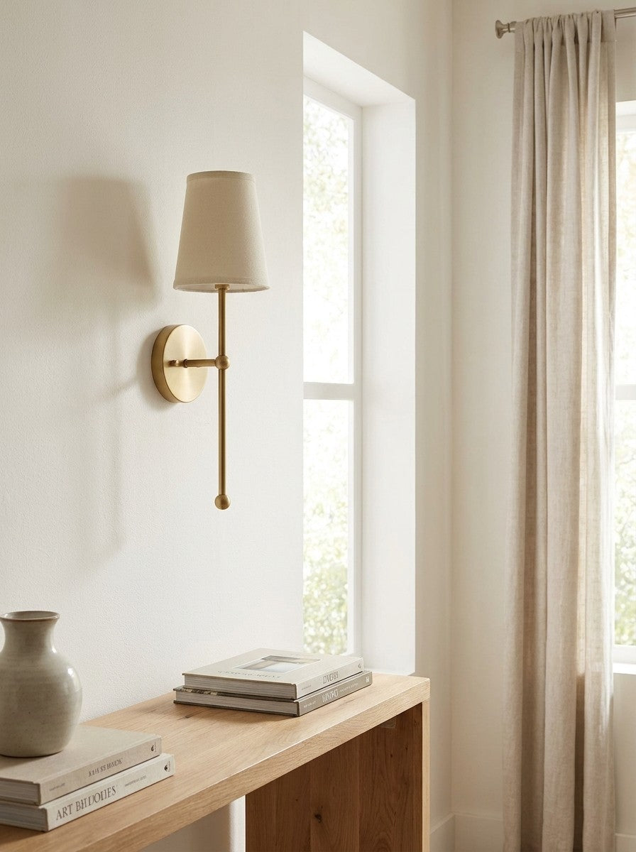 Nordic Rustic Brass Fabric Wall Lamp