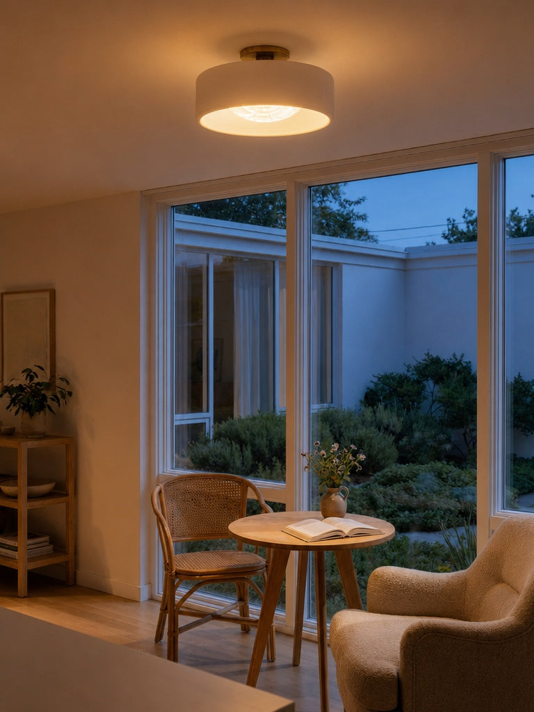 Contemporary Porcelain Flush Mount Ceiling Light – Soft Ambient Illumination for Hallways and Offices