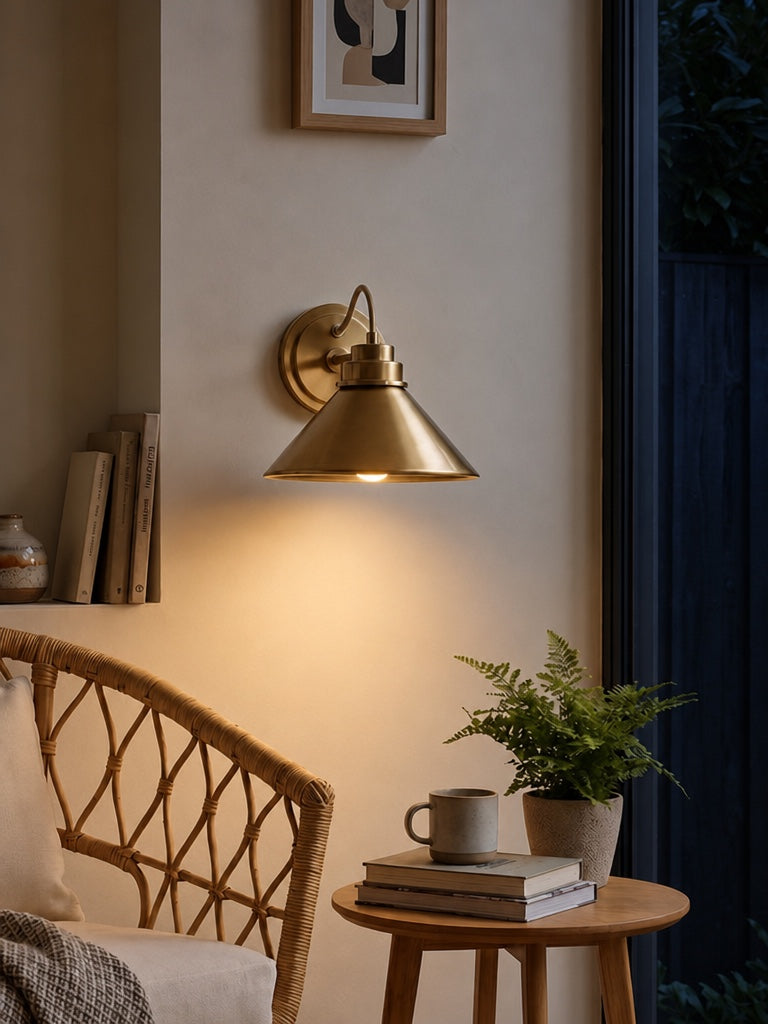 Curved Arm Globe Wall Sconce – Modern Industrial Wall Lamp for Bathroom, Bedroom, and Hallway