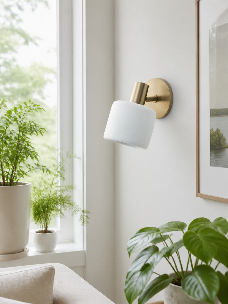 Porcelain Wall Sconce - Minimal Round Flush Mount Ceramic Light