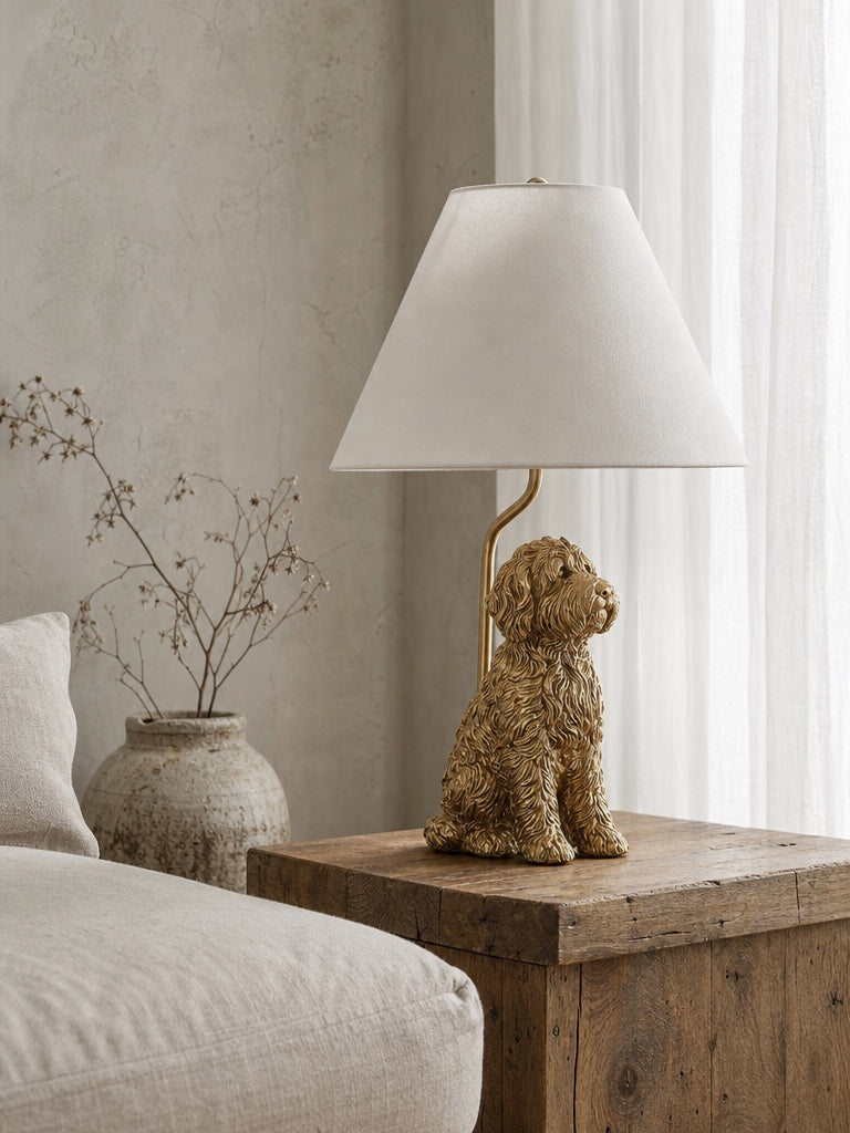 Pawdia Animal Bedside Table Lamp - Classic Fabric Shade Lighting
