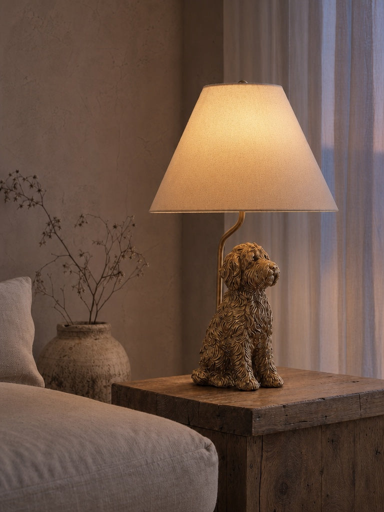 Pawdia Animal Bedside Table Lamp - Classic Fabric Shade Lighting