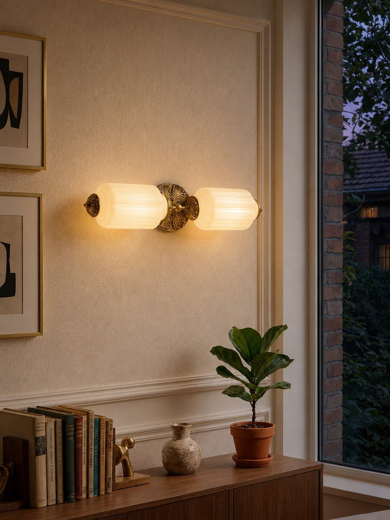 American Vintage Glass Lantern Shaped Horizontal Eloise Wall Sconce