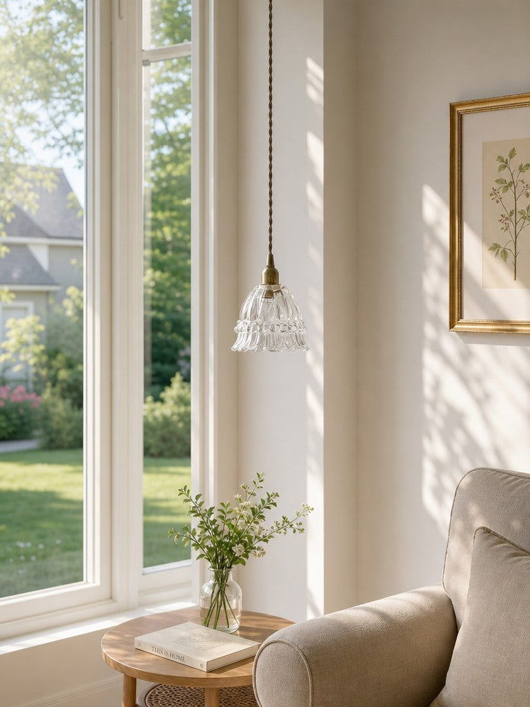 French Pastoral Jellyfish Glass Pendant Light