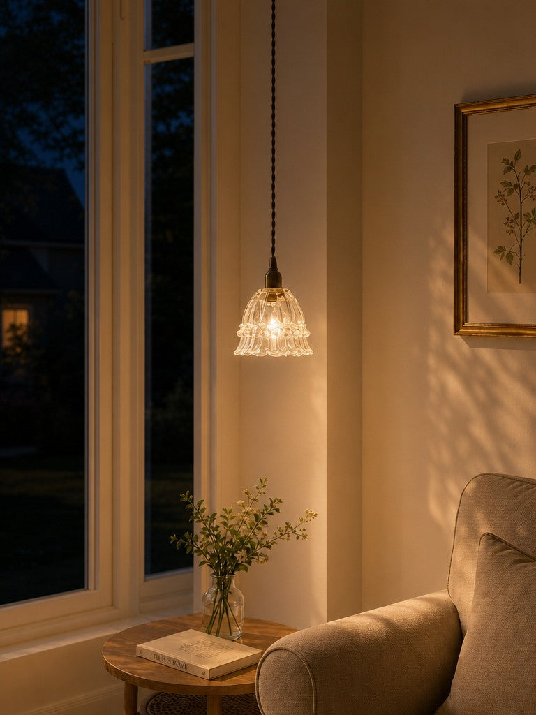 French Pastoral Jellyfish Glass Pendant Light