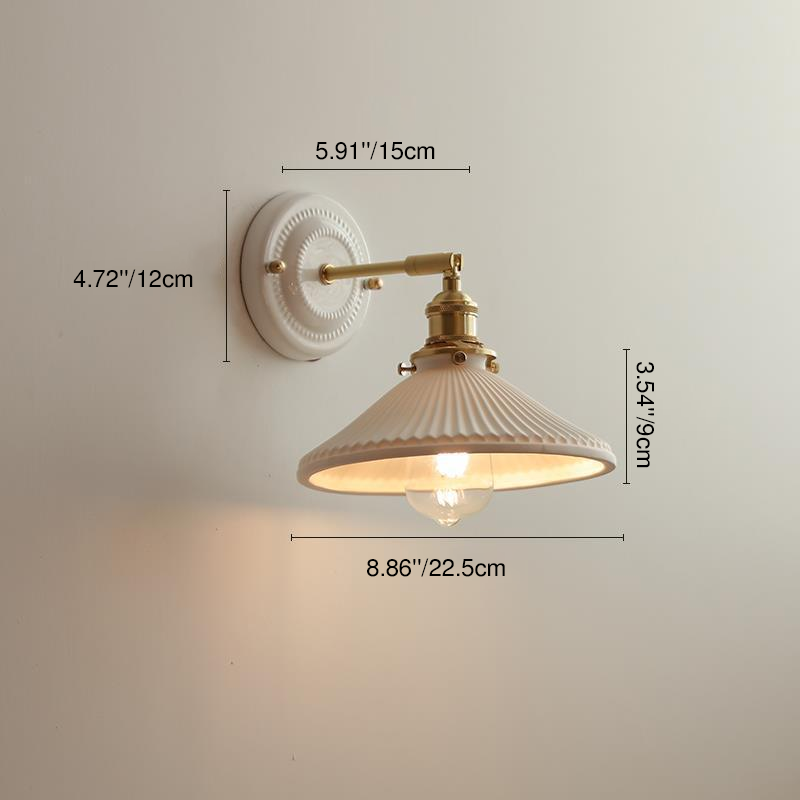 Traditional Vintage Round Ceramic Brass 1-Light Wall Sconce Lamp for Living Room