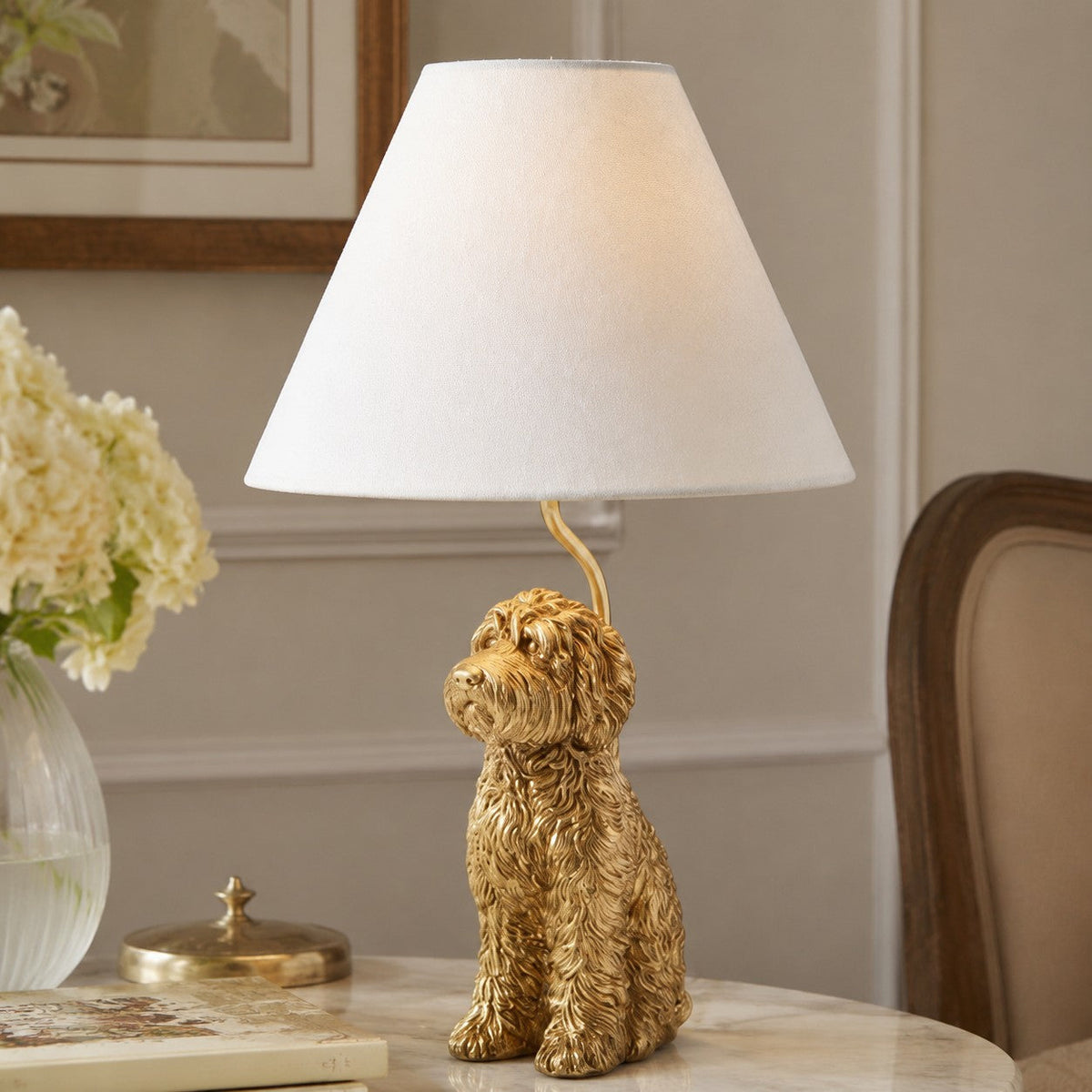 Pawdia Animal Bedside Table Lamp - Classic Fabric Shade Lighting