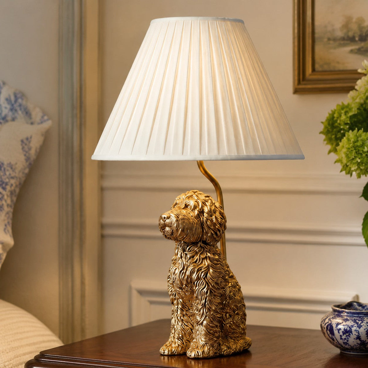 Pawdia Animal Bedside Table Lamp - Classic Fabric Shade Lighting