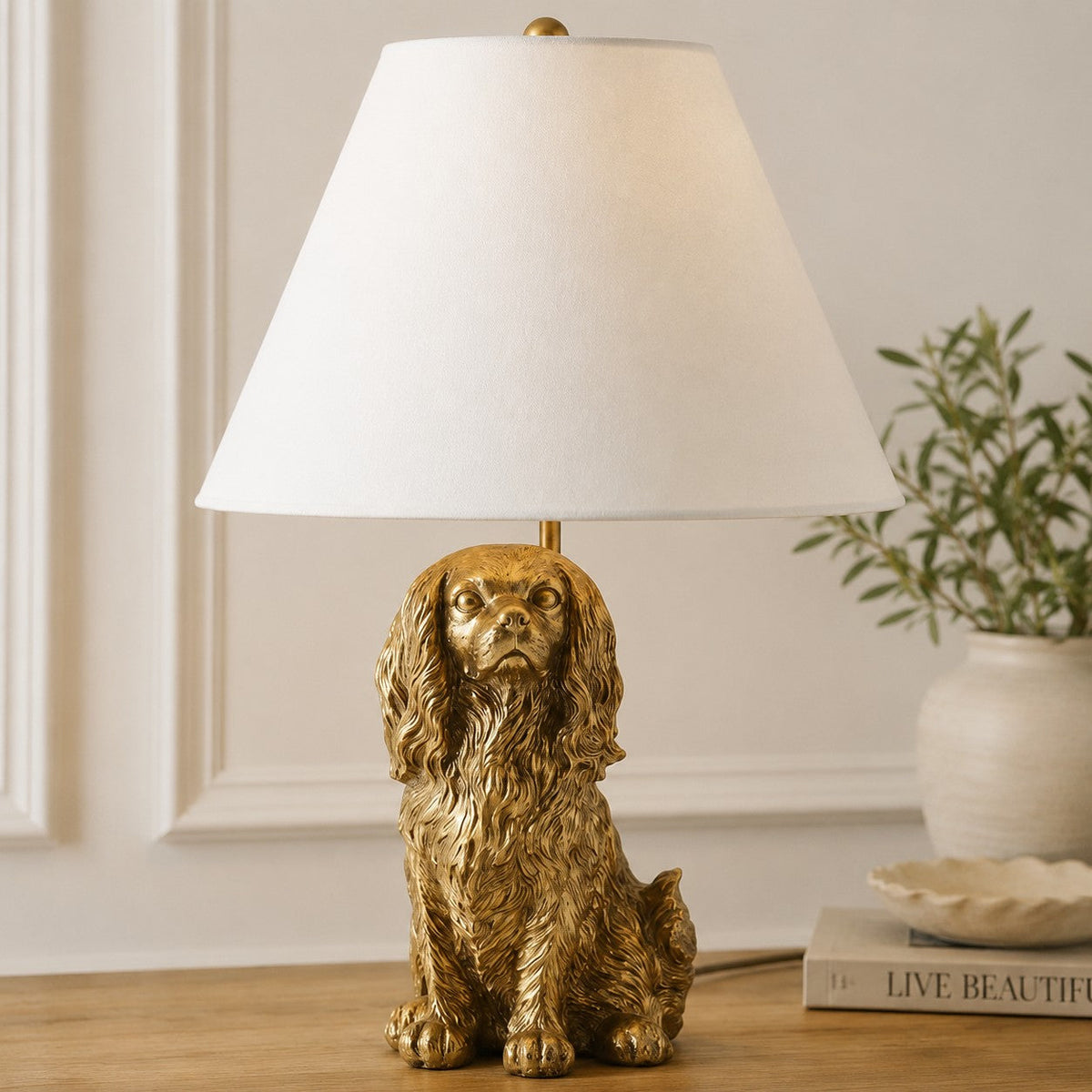 Pawdia Animal Bedside Table Lamp - Classic Fabric Shade Lighting