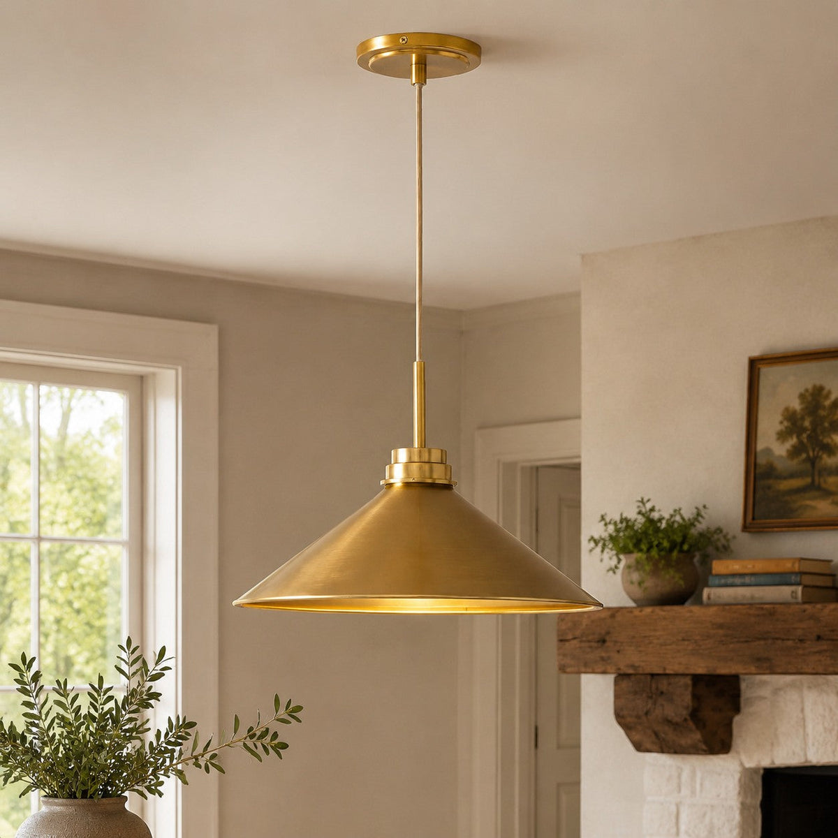 Modern Farmhouse  Cone Pendant Light – Dimmable Kitchen and Entryway Lighting