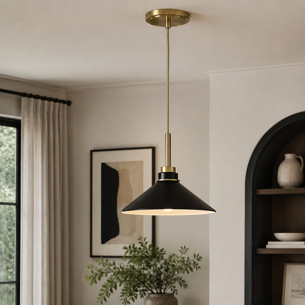 Modern Farmhouse  Cone Pendant Light – Dimmable Kitchen and Entryway Lighting