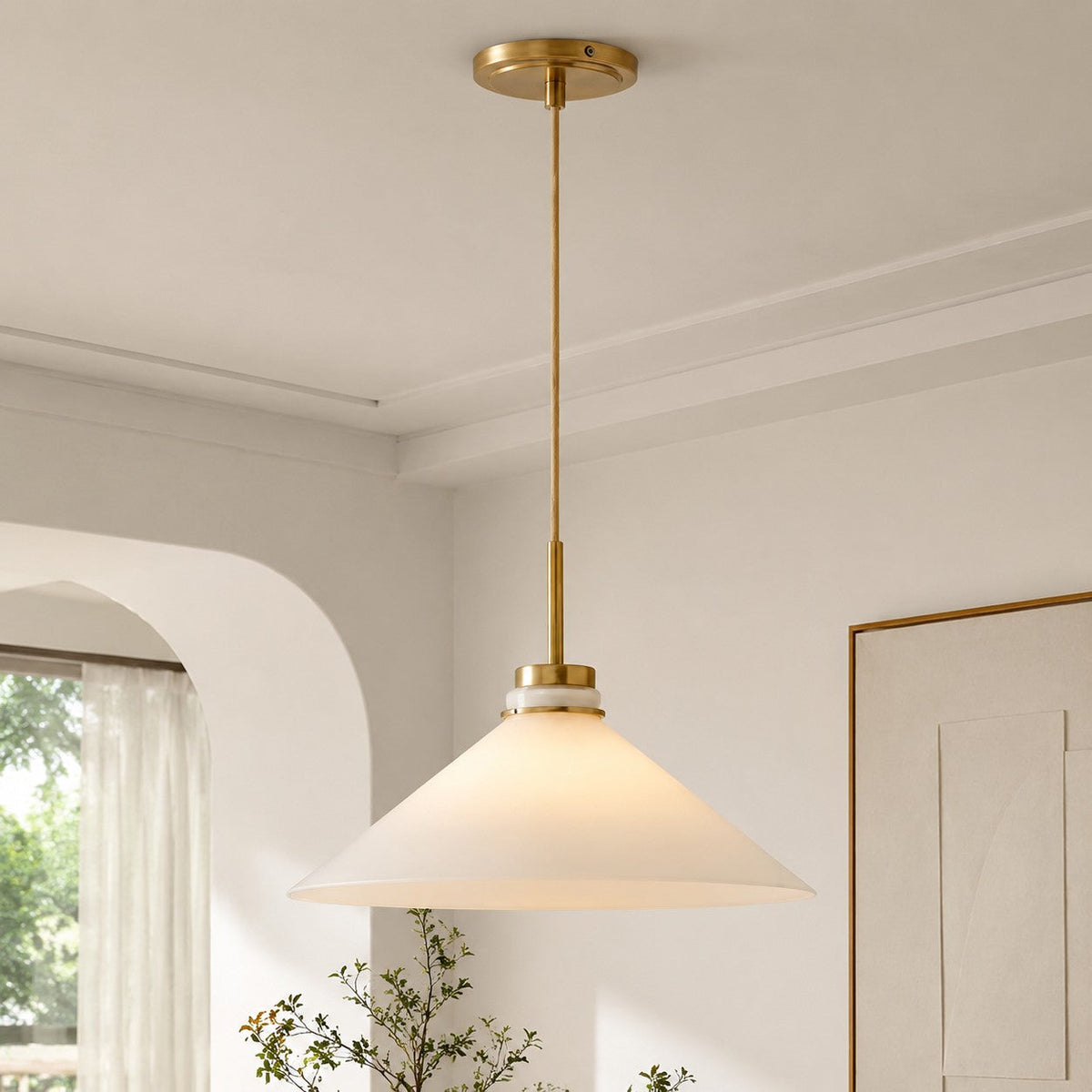 Modern Farmhouse  Cone Pendant Light – Dimmable Kitchen and Entryway Lighting