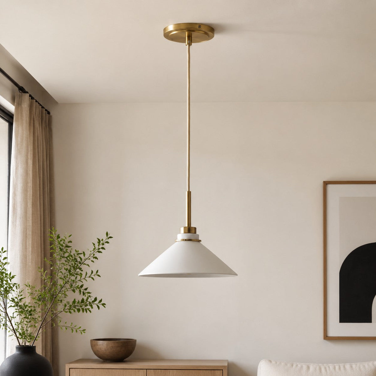 Modern Farmhouse  Cone Pendant Light – Dimmable Kitchen and Entryway Lighting