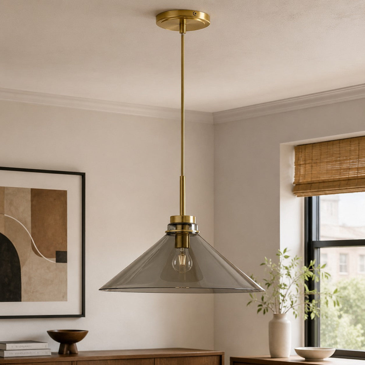 Modern Farmhouse  Cone Pendant Light – Dimmable Kitchen and Entryway Lighting