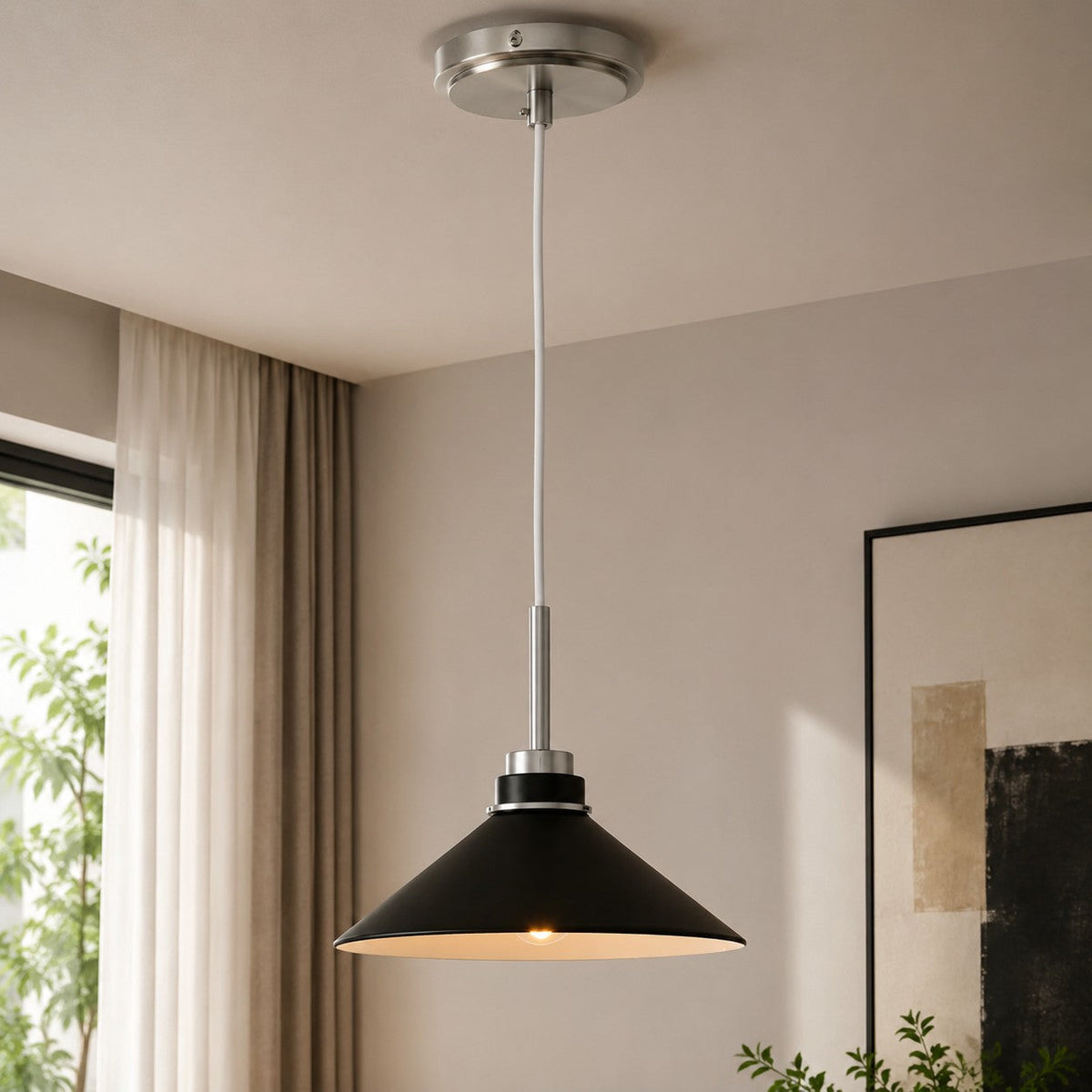 Modern Farmhouse  Cone Pendant Light – Dimmable Kitchen and Entryway Lighting