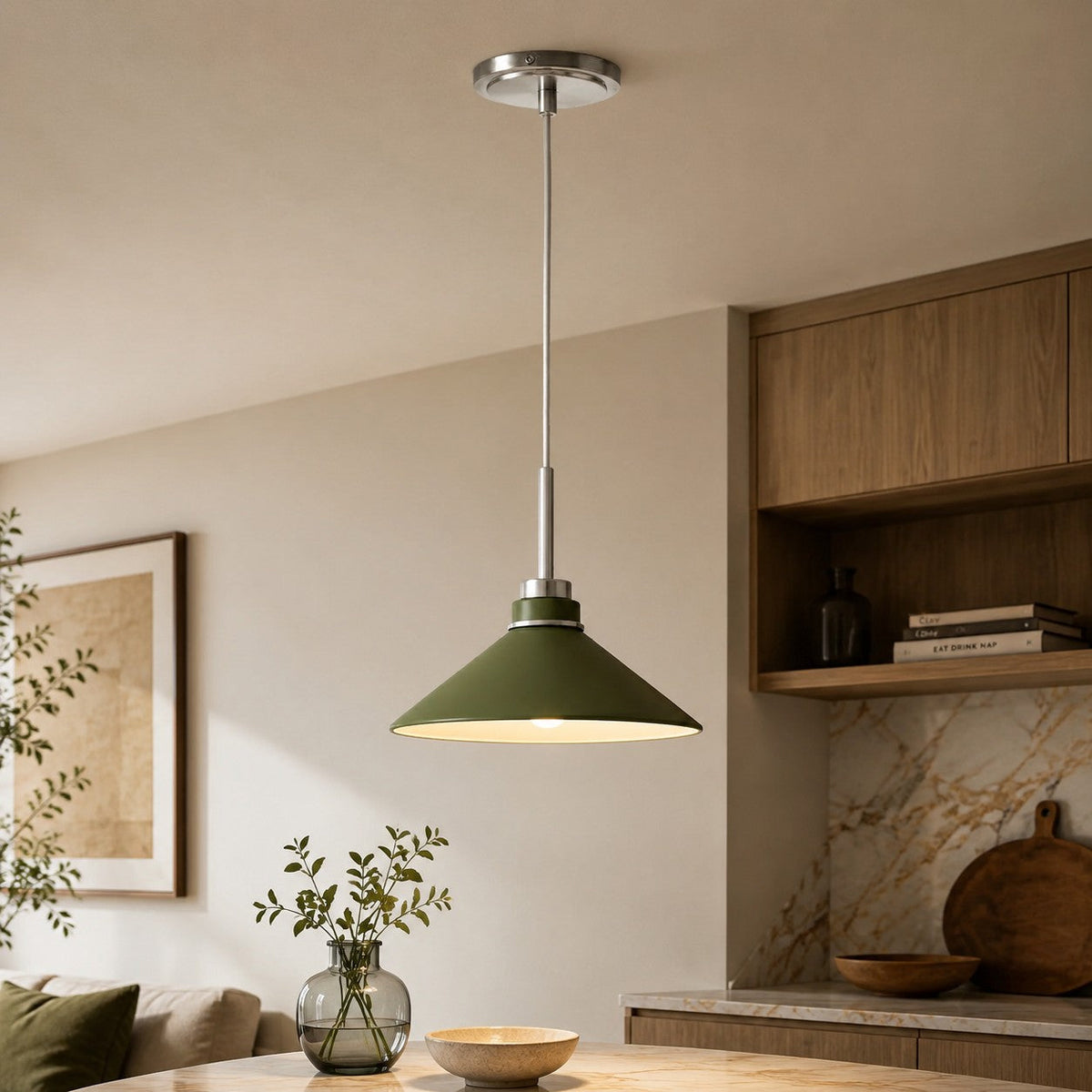 Modern Farmhouse  Cone Pendant Light – Dimmable Kitchen and Entryway Lighting